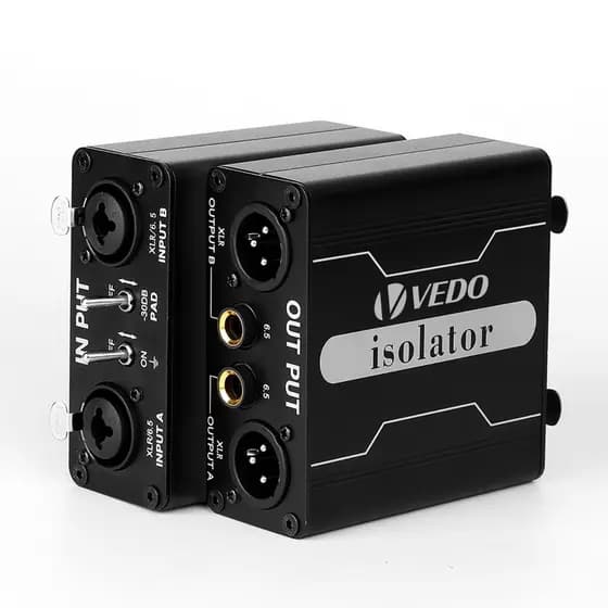 VEDO Isolador De Loop De Terra Canal Duplo 6.5 XLR Eliminação De Ruído De Som Atual Adequado Para Mixers Microfones