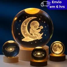 Luminária decorativa para quarto aconchegante Luminaria de mesa Bola de Cristal Decoração Globo Terrestre  Luxo