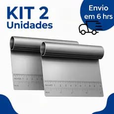 Kit 2 Espátulas Inox Tubular 15cm Prática Raspador e Cortador Multiuso para Massas, Bolos e Legumes