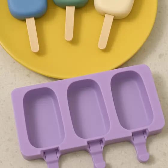 KIT 2 formas Silicone Picolé Com Tampa 100 Palitos Sorvete Geladinho