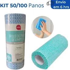 Pano Multiuso Tipo Perfex para Limpeza Rolo com 50 ou 100 Panos Picotados 24X30 Alta Absorção Reutilizável