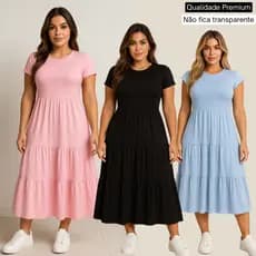 Vestido longo de manguinha inspiração confortável e básico de moletinho malha