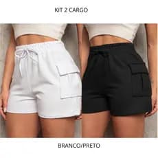 kit 5 Short Cargo Feminino de Moletinho c/ Bolso Cintura Elastica Moda Verao Super Confortavel