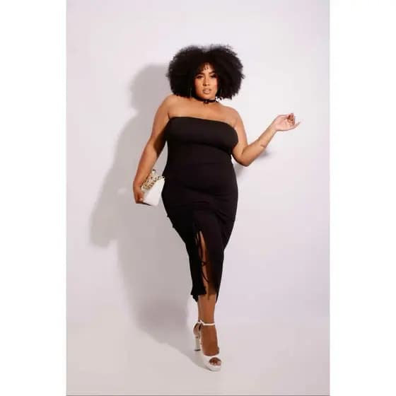 Vestido Plus Size Midi Ciganinha Tam. 46 48 Ombro a Ombro Babado No Decote Festa Balada Moda plus size