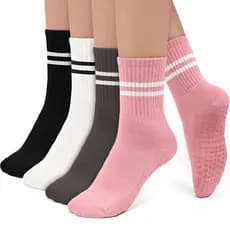 Kit Meias Femininas Esportivas Antiderrapante Pilates Yoga Silicone na Sola Solado Antiderrapante