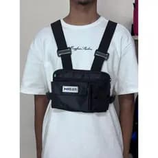 Chest Bag Peitotal Impermeável Unissex Esportiva Moderna Holger Preta
