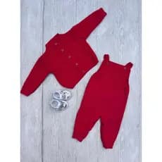 Conjunto Tricô Modal  Para Bebê Recém nascido RN   Jardineira Com Casaco Moda Infantil Menina e Menino