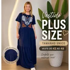 Vestido Longo com Manga Tamanho Único Estampa Coração Tropical Tecido Algodão - Envio Imediato