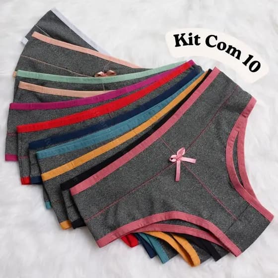 Kit Calcinha Pós Parto Cós Alto Feminina Confortável Mescla - Ana Normal