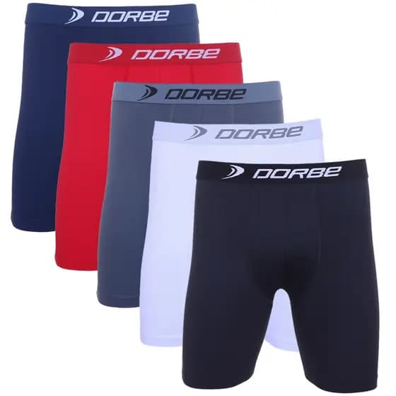Kit 5 Cuecas Long Leg Poliamida Dorbe Não Enrola Original Cueca Longa Microfibra Masculino Ciclista