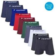 Kit 10 Cuecas Boxer Plus Size Risca de Giz Microfibra Dorbe Não Enrola Masculina Cueca Box Listrada