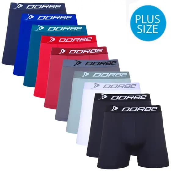 Kit 10 Cuecas Boxer Plus Size Microfibra Dorbe Não Enrola Masculina Cueca Box Masculino Adulto