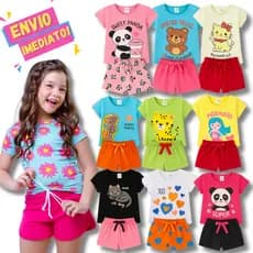 Kit 06 e 04 peças Conjunto Roupa Infantil Verão Menina Bebê