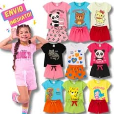Kit de 08 06 e 04 Peças Conjuntos Infantil Menina Roupa de Algodão Verão Bebê