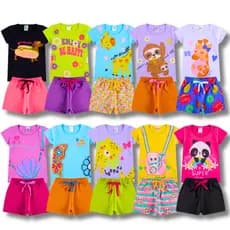 Kit 08 e 06 peças Conjunto Roupa Infantil Verão Menina Bebê