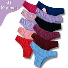 Kit com 10 e 05 Calcinha Feminina Calsinha Tanga Adulto Suplex Microfibra P ao G