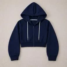 Cropped de Moletom com Capuz Feminino em Tecido Leve - Modelo Básico Moda Inverno