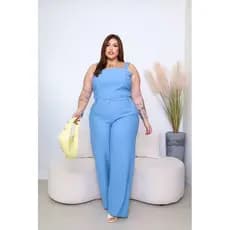 Conjunto Feminino Plus Size Alfaiataria Sensorial Pantalona Cintura Alta Elegante GG G1 G2 G3