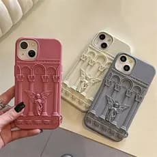 Arte Retrô Vintage 3D Estátua De Anjo Silicone Macio À Prova De Choque Capa De Telefone Para iPhone 16 15 14 13 12 11 Pr