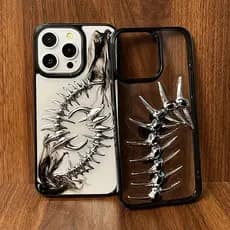 Particular Criativo Ossos De Peixe Estilo Punk Capa De Telefone À Prova De Choque Para iPhone 16 Pro Max 15 14 13 12 11