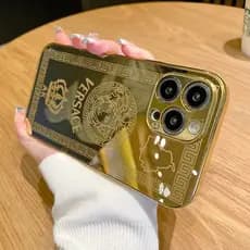 Efeito Espelho Ouro Acrílico À Prova De Choque iPhone Caso Capa Para X XS Max XR 11 12 13 14 15 16 17 18 Pro
