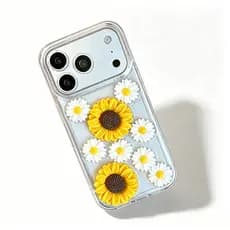3D SunFlower Crystal Epoxy Resin Capa Protetora Durável Para Telefone iPhone 17 Pro Max 16 15 14 13 Venda Quente De À Pr