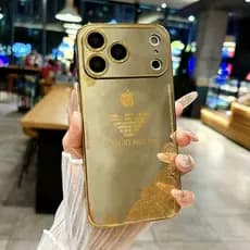 Capa Protetora Dourada Com Efeito Espelhado Para Apple iPhone X XS Max XR 11 12 13 14 15 16 17 Pro De Luxo