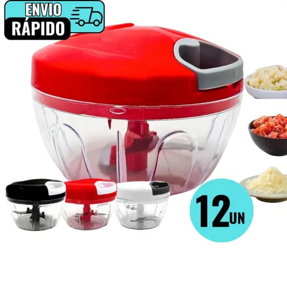 Conjunto 12 Unidades Processador de Alimentos 500 ML Tritura Alho Tempero Legume Vegetal Cebola
