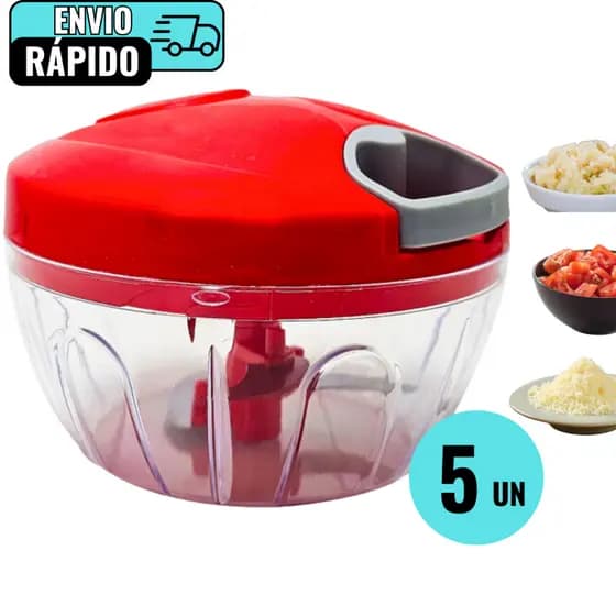 Conjunto 5 Unidades Processador de Alimentos 500 ML Tritura Alho Tempero Legume Vegetal Cebola