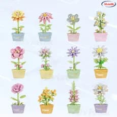 Flores de Montar Decorativas - 12 Modelos Únicos Presente Criativo para Escritório/Casa Mini Blocos
