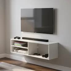 Rack Nicho Suspenso Parede 90cm TV 50 Polegadas Branco Aparador Sala Quarto Flutuante Horizontal