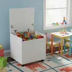 Baú Organizador Rodinhas Porta Brinquedos Branco Quarto Infantil Sala Criança Multiuso Caixa MDF