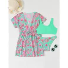 RWX VEST Conjunto Jovem 3 Peças com Saída de Praia Estampada - Perfeito para o Verão! 2025 J3612