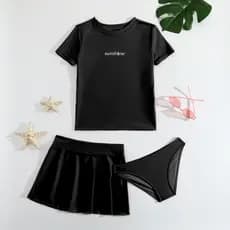 NB VEST Conjunto de 3 Peças de Praia Juvenil Feminino com Saia e Camisa - J3010
