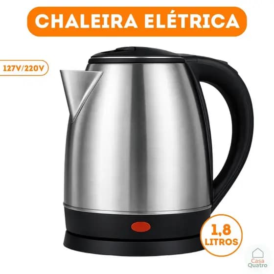 Chaleira Elétrica Aço Inox Premium Desligamento Automático 1,8L 127V / 220V