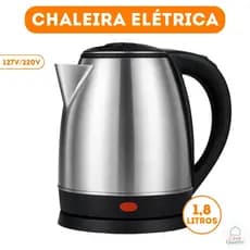 Chaleira Elétrica Aço Inox Premium Desligamento Automático 1,8L 127V / 220V