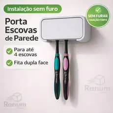 Porta Escovas de Parede Sem Furo – Suporte para 4 Escovas