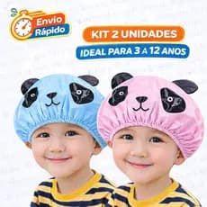 Kit 2 Toucas de Banho Infantil com Cheirinho | PVC Reutilizável Panda