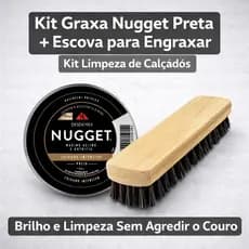 Kit Graxa Nugget Preta + Escova para Engraxar Macia