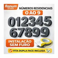 Número Residencial para Casa 0 ao 9 Sem Furo Autocolante com Fita Dupla Face