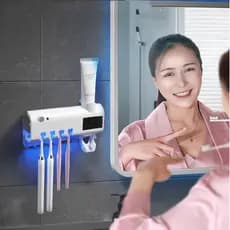 Porta Escova Dentes Com Esterilizador Uv Aplicador Pasta de Dente Suporte Dispenser Escova