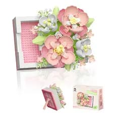Kit Bloco Montagem Caixa de Flores Decorativa 494 Peças - Decoração Sala e Porta Presentes Criativo