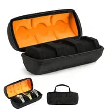 Estojo Porta Relógio 3 Slots Aveludado Luxo Maleta Viagem Zíper Reforçado