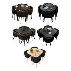 Mesa De Jantar Minimalista Com 4 Cadeiras Compacta 1m2