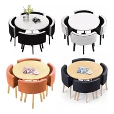 Conjunto Mesa Minimalista Com 4 Cadeiras Compacta 1m2