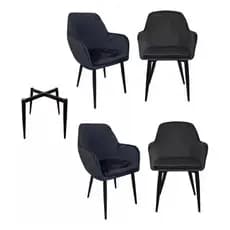 4 Cadeiras Poltronas Inquebrável Vintage Eames Veludo Preto