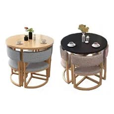 Mesa De Jantar Minimalista Com 4 Cadeiras Compacta 100cm