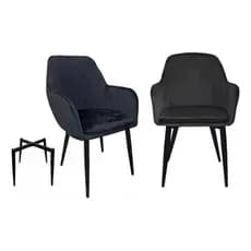 Kit 2 Cadeira Poltrona Vintage Eames Em Tecido Veludo Preto