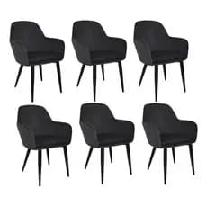 6 Cadeiras Poltronas Inquebrável Vintage Eames Veludo Preto