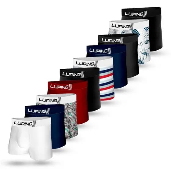 Kit 10, 5 Cuecas Box Masculina Adulto Microfibra Com Elástico Lisas Estampadas Boxer Confortável